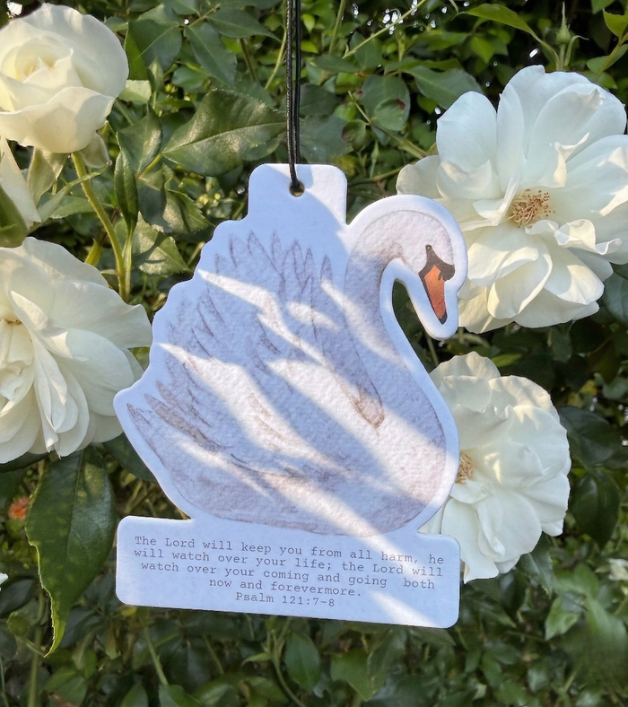 The Lord Will Keep You | Psalm 121 Swan Car Air Freshener | New Linen Scented Christian Auto Accessory