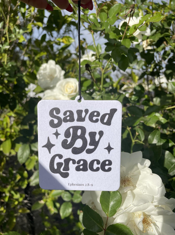 Saved by Grace Car Air Freshener β Sandalwood Scent, Christian Gift