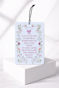 I Lift Up My Eyes to the Hills Rose Car Air Freshener | Psalm 121 Floral Christian Auto Accessory | Rose & Coquette Bow Mirror Charm