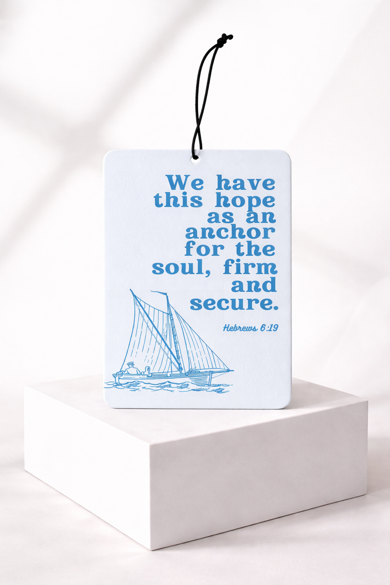 We Have This Hope | Hebrews 6:19 Nautical Car Air Freshener | Ocean Breeze Scented Sailboat Accessory