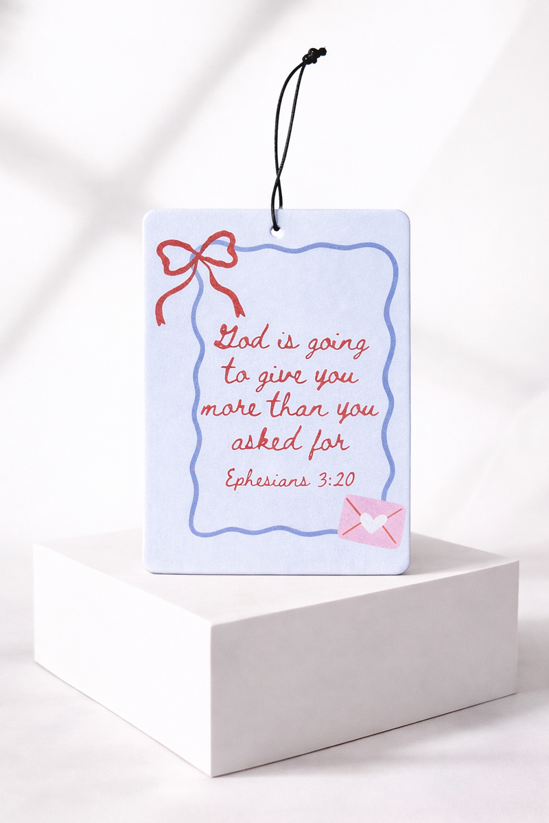 More Than You Asked For Orange Scented Car Air Freshener | Ephesians 3:20 Christian Auto Accessory | Coquette Bow Mirror Charm