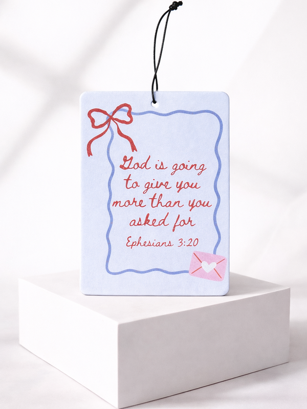 More Than You Asked For Orange Scented Car Air Freshener | Ephesians 3:20 Christian Auto Accessory | Coquette Bow Mirror Charm