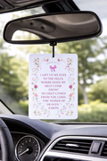 I Lift Up My Eyes to the Hills Rose Car Air Freshener | Psalm 121 Floral Christian Auto Accessory | Rose & Coquette Bow Mirror Charm